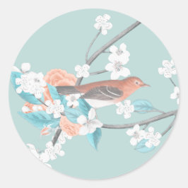 Vögel und Blume Runder Aufkleber