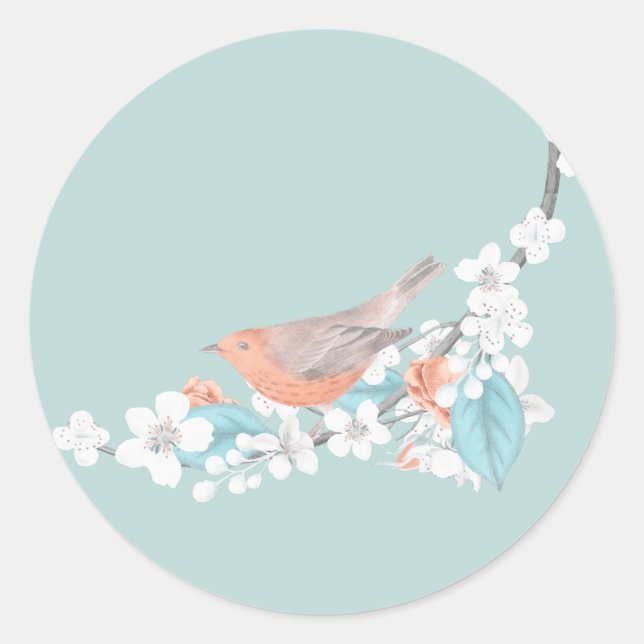 Vögel und Blume Runder Aufkleber (Vorderseite)