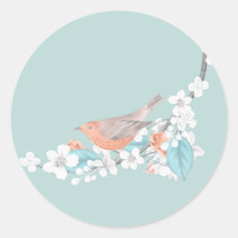 Vögel und Blume Runder Aufkleber