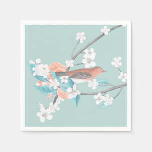 Vögel und Blume Serviette
