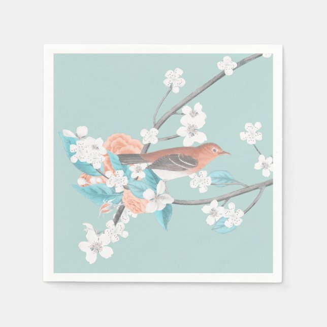 Vögel und Blume Serviette (Vorderseite)