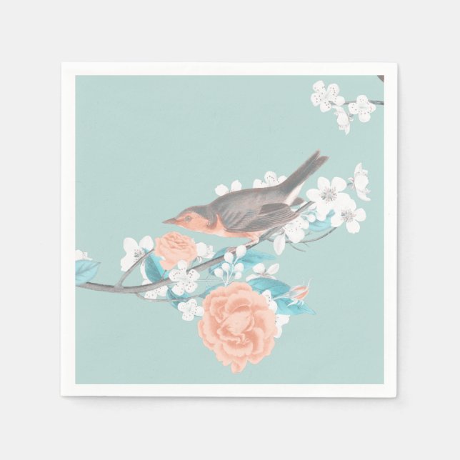 Vögel und Blume Serviette (Vorderseite)
