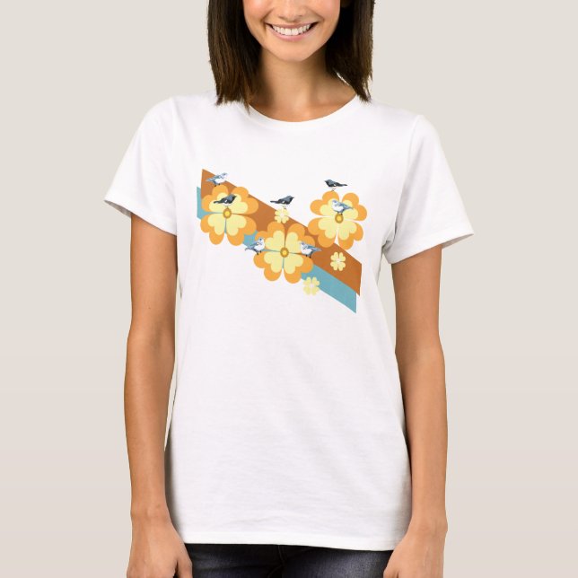 Vögel und Blume T-Shirt (Vorderseite)