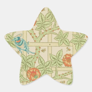 Vögel und Blume Trellis William Morris Stern-Aufkleber