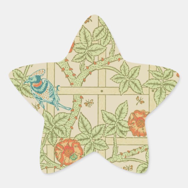 Vögel und Blume Trellis William Morris Stern-Aufkleber (Vorderseite)