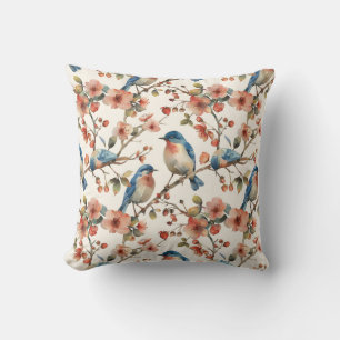 Vögel und Blume Vintag Kissen