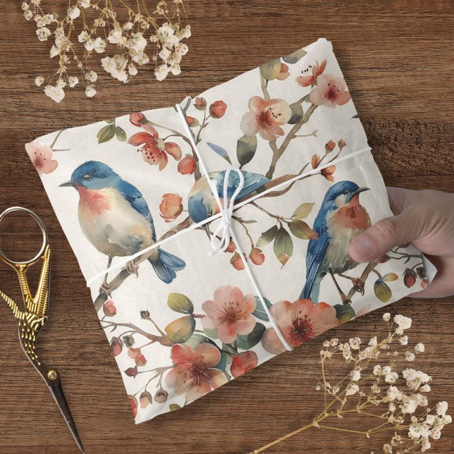 Vögel und Blume Vintag Seidenpapier (Von Creator hochgeladen)