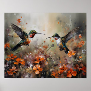 Vögel und Blume Vogelkunst Plakat