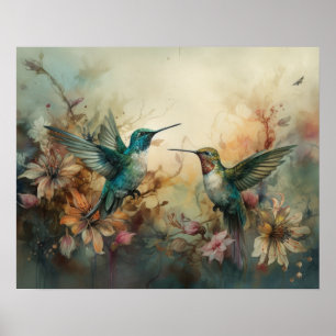 Vögel und Blume Vogelkunst Plakat
