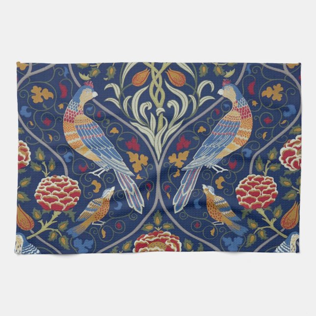 Vögel und Blume, William Morris Geschirrtuch (Horizontal)