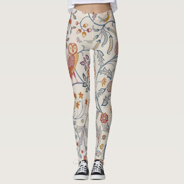 Vögel und Blume, William Morris Leggings (Vorderseite)