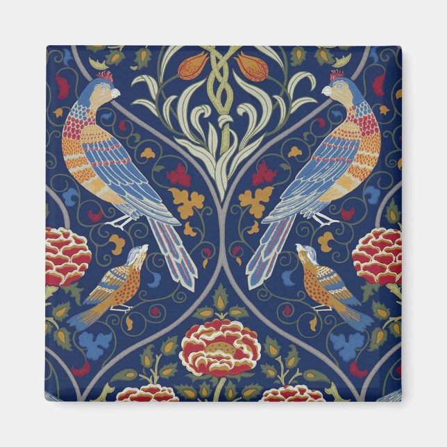 Vögel und Blume, William Morris Magnet (Vorne)