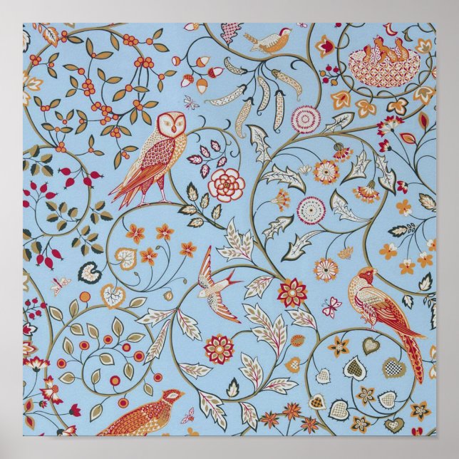Vögel und Blume, William Morris Poster (Vorne)
