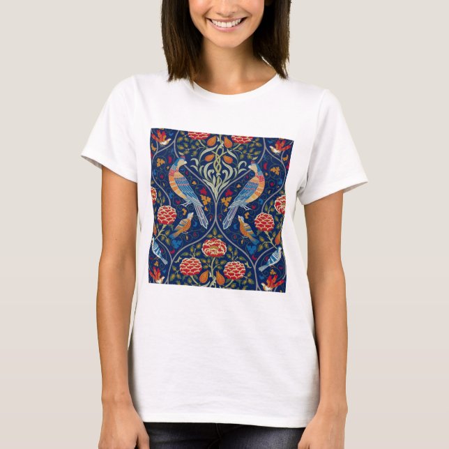 Vögel und Blume, William Morris T-Shirt (Vorderseite)