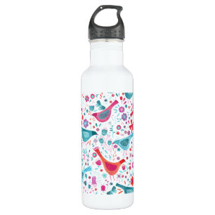 Vogel und Blumen Edelstahlflasche