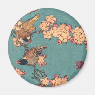 Vögel und Blumen japanische Kunst rosa floral Magnet