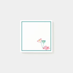 Vogel- und Blumen-Post-it-Notizen Post-it Klebezettel