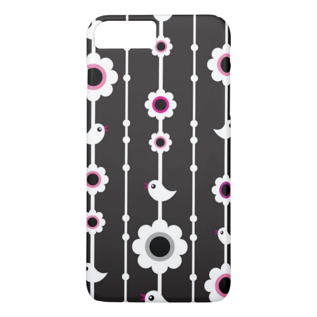 Vogel- und Blumenmuster Case-Mate iPhone Hülle (Rückseite)