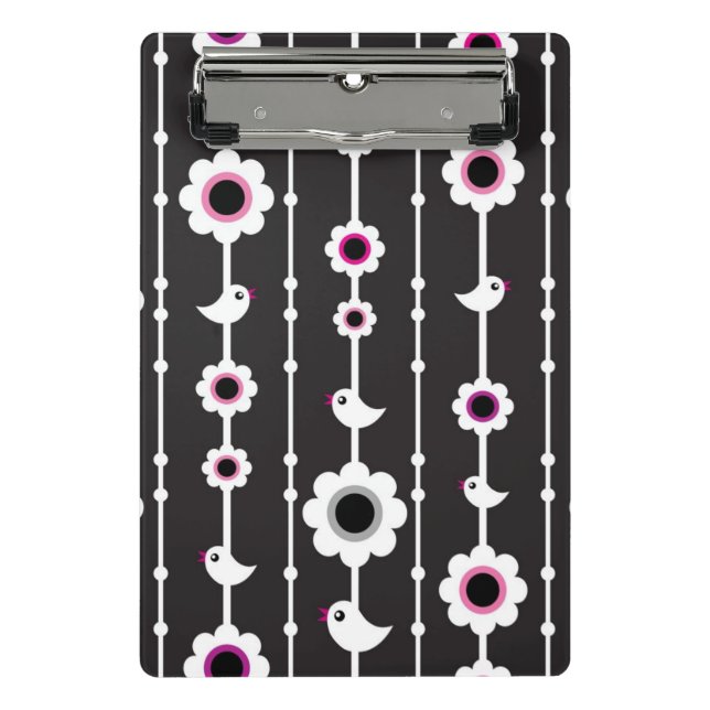 Vogel- und Blumenmuster Mini Klemmbrett (Vorderseite)