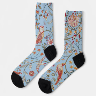 Vogel- und Blumenmuster, William Morris Socken