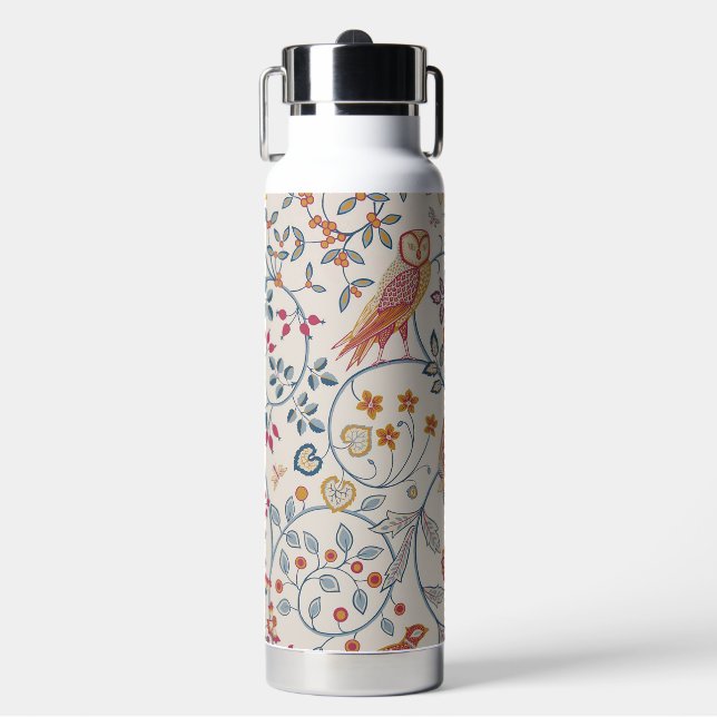 Vogel- und Blumenmuster, William Morris Trinkflasche (Vorderseite)