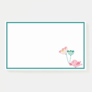 Vogel- und Blumennotizen Post-it Klebezettel
