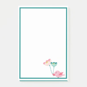 Vogel- und Blumennotizen Post-it Klebezettel