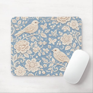 Vogel- und Blumens Chinoiserie Nahtloses Muster Mousepad
