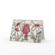 Vögel und Blüten Apple Red - Grußkarte