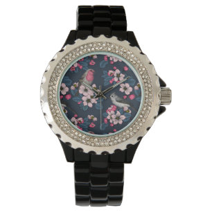 Vögel und Blüten Armbanduhr