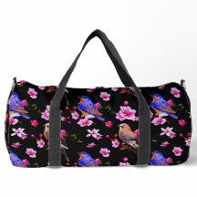 Vögel und Blüten Große Duffeltasche