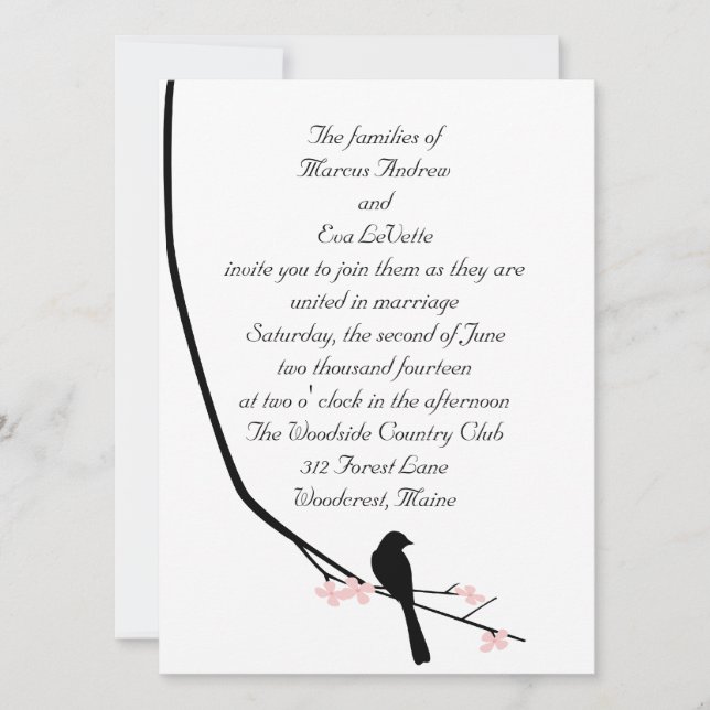 Vogel-und Blüten-große Einladung (Vorderseite)