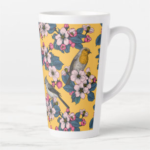 Vögel und Blüten in Gelb Milchtasse