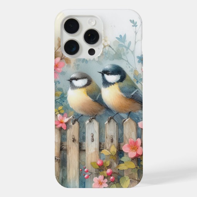 Vögel und Blüten iPhone 15 Pro Max Hülle (Rückseite)