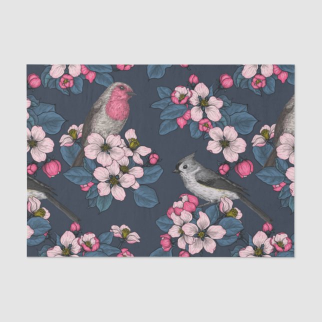 Vögel und Blüten Seidenpapier (Vorderseite)