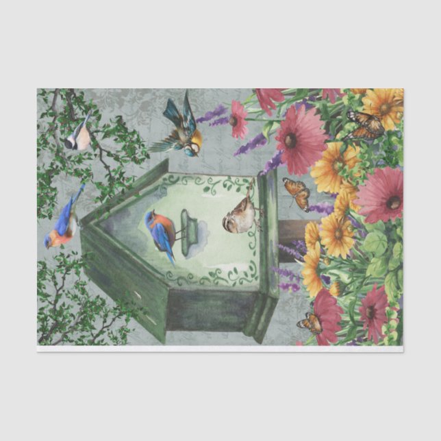 Vögel und Blüten Seidenpapier (Vorderseite)