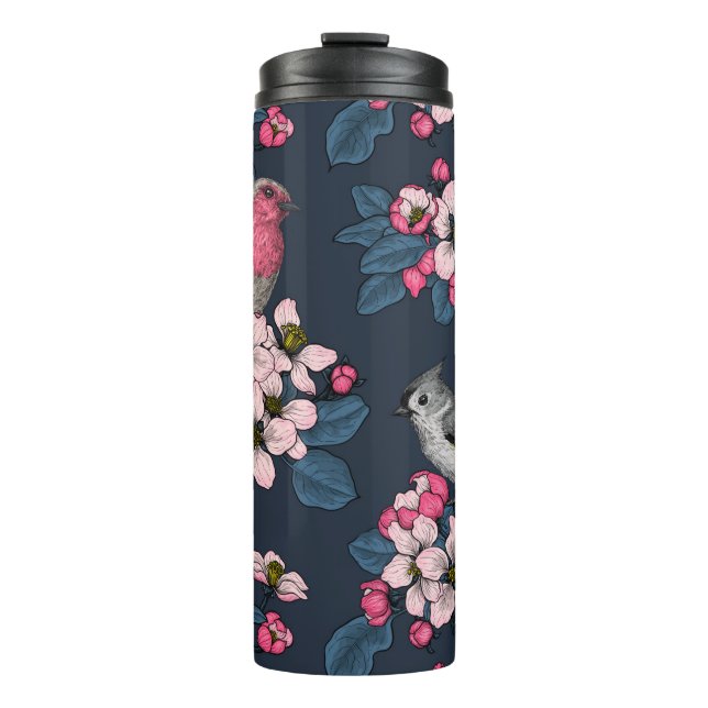 Vögel und Blüten Thermosbecher (Vorderseite)