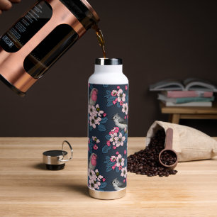 Vögel und Blüten Trinkflasche