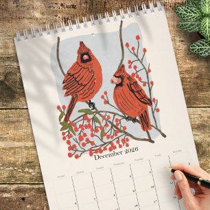 Vogel- und Botanikillustrationen 2026 Vintage Kalender