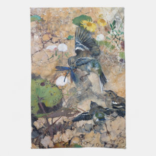 Vogel und Dragonfly, Bruno Liljefors Geschirrtuch