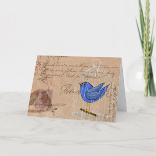 Vögel und Ephemera, Geburtstag Karte