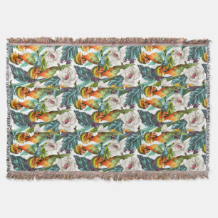 Vogel und exotisches Blumen-Muster 2 Decke
