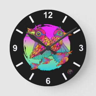 Vögel und Farbe Runde Wanduhr