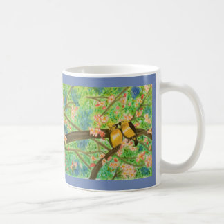 Vogel-und Frühlings-Blüten-Aquarell Kaffeetasse