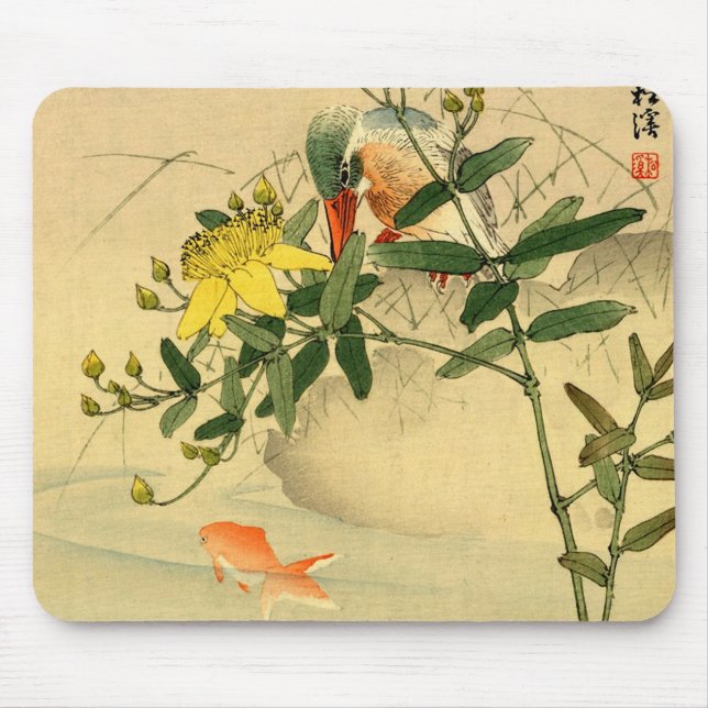 Vogel und Goldfisch Mousepad (Vorne)