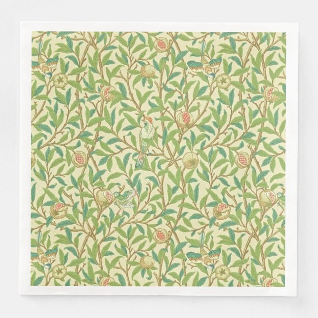 Vogel und Granatapfel Serviette (Vorderseite)