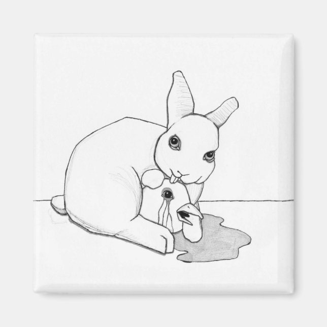Vogel und Hase (2/3) (2"x2") Magnet (Vorne)