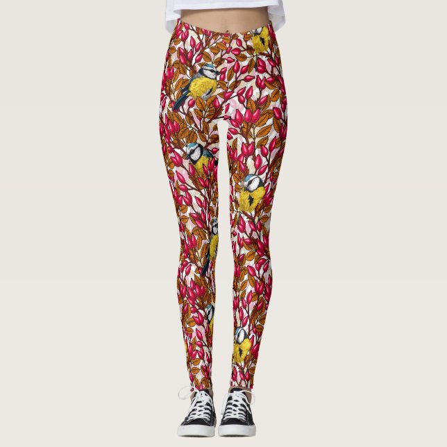 Vögel und Hunde Rose Hüften Leggings (Vorderseite)
