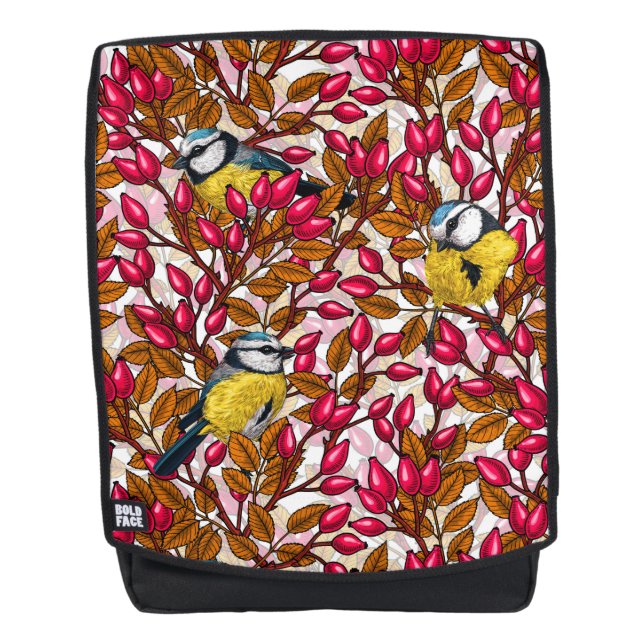 Vögel und Hunde Rose Hüften Rucksack (Vorderseite)