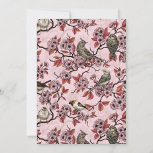 Vögel und Kirschblüten auf rosarot